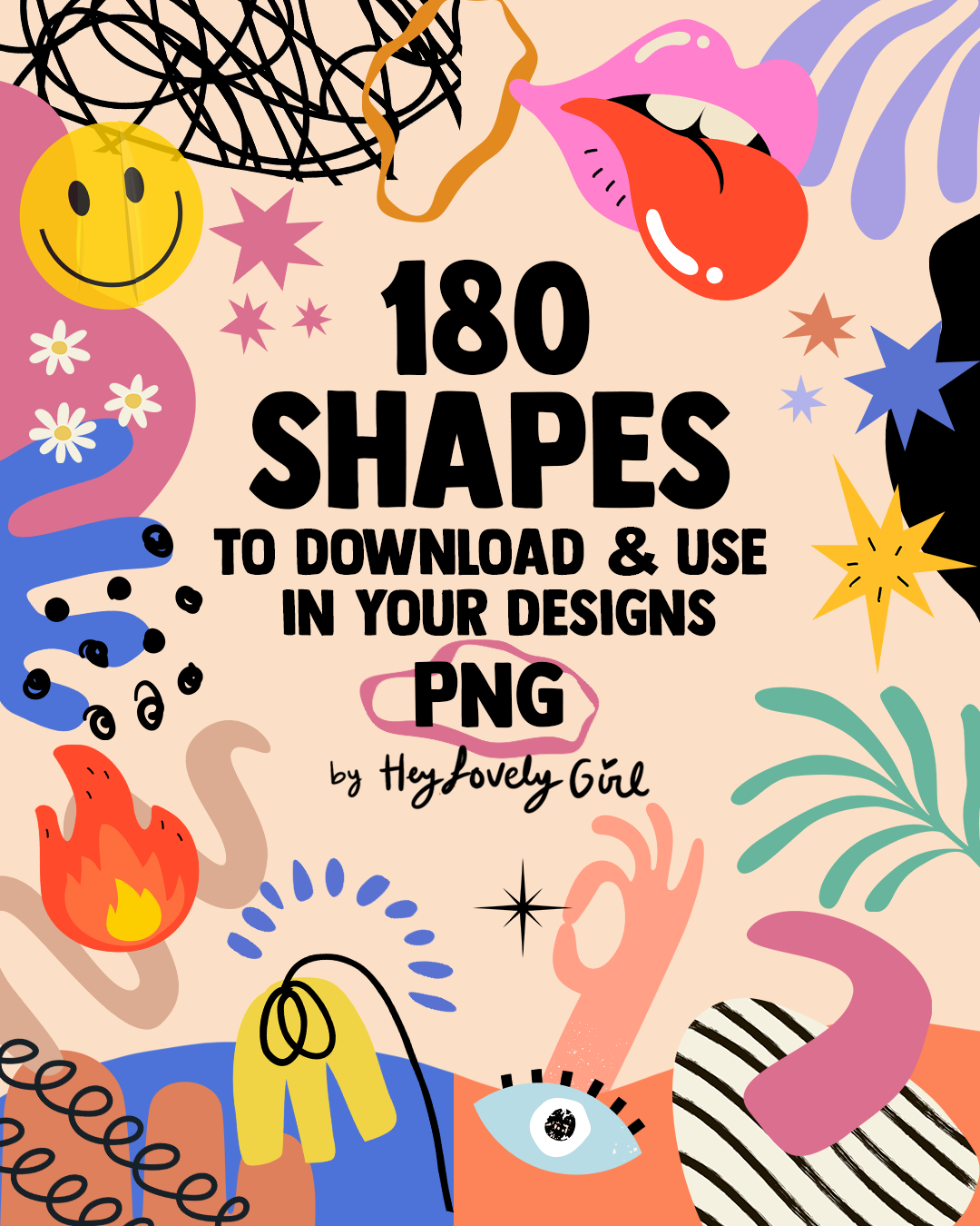Pack of +180 creative & cute collage shapes