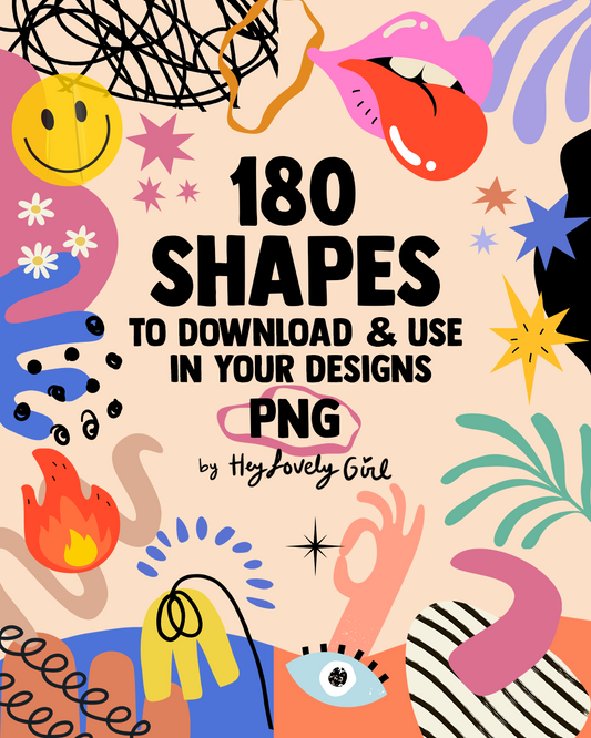 Pack of +180 creative & cute collage shapes