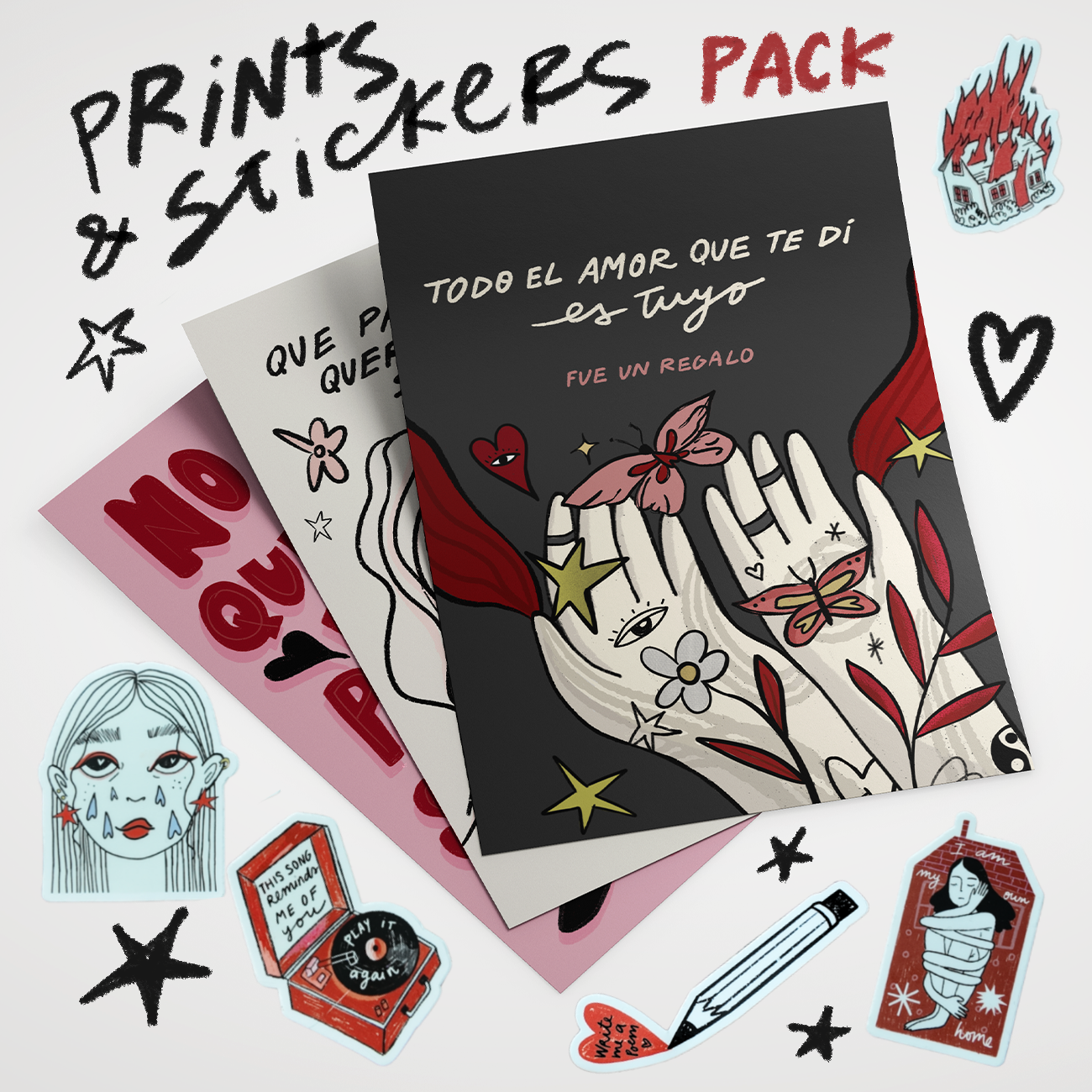 Collector Pack - Stickers + 3 Prints